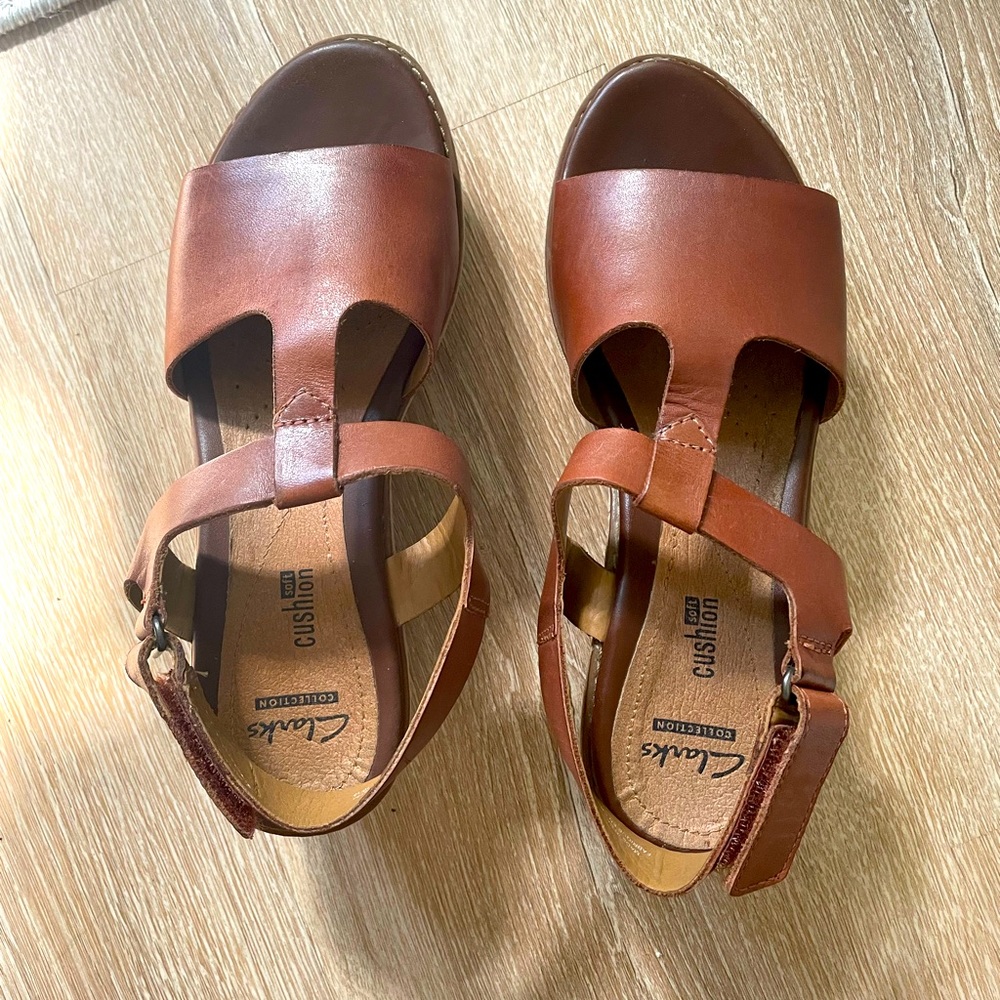 Clarks Leather Wedge Sandal